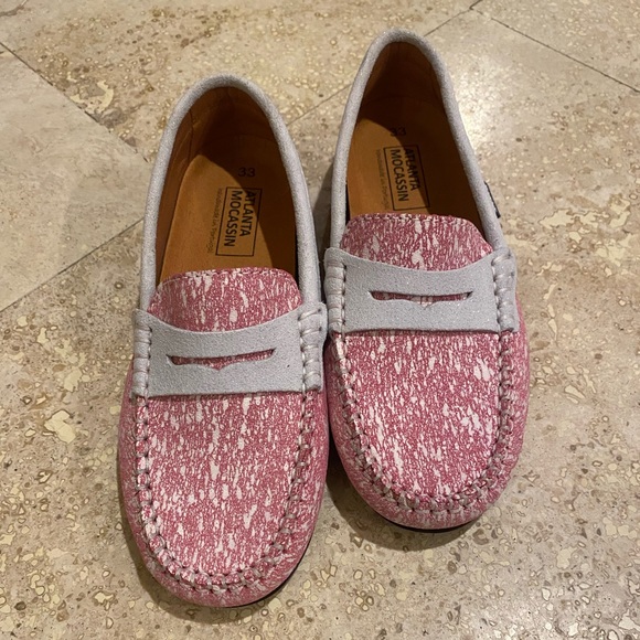 Atlanta Mocassin Fuchsia Pink Design with Natural White Detail size 33 EU - Picture 4 of 7